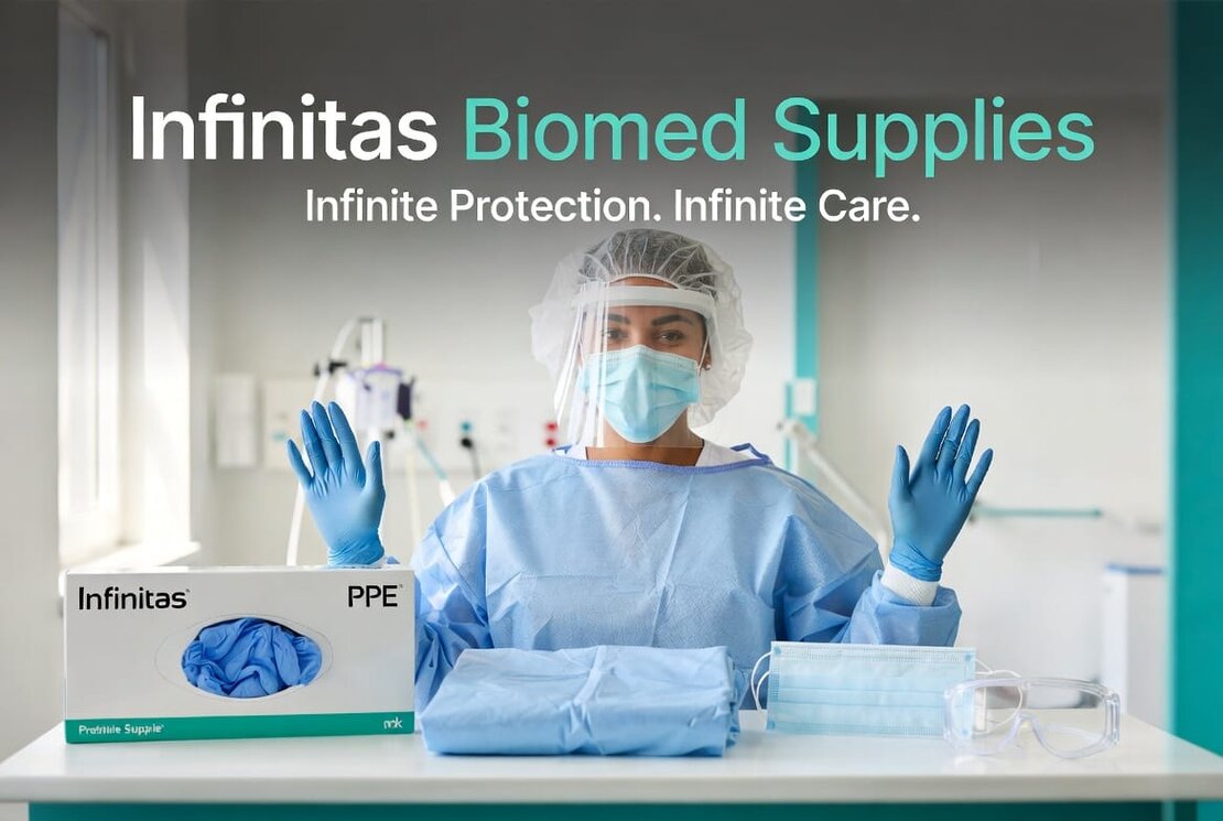 Therapist preparing PPE in a clinical environment